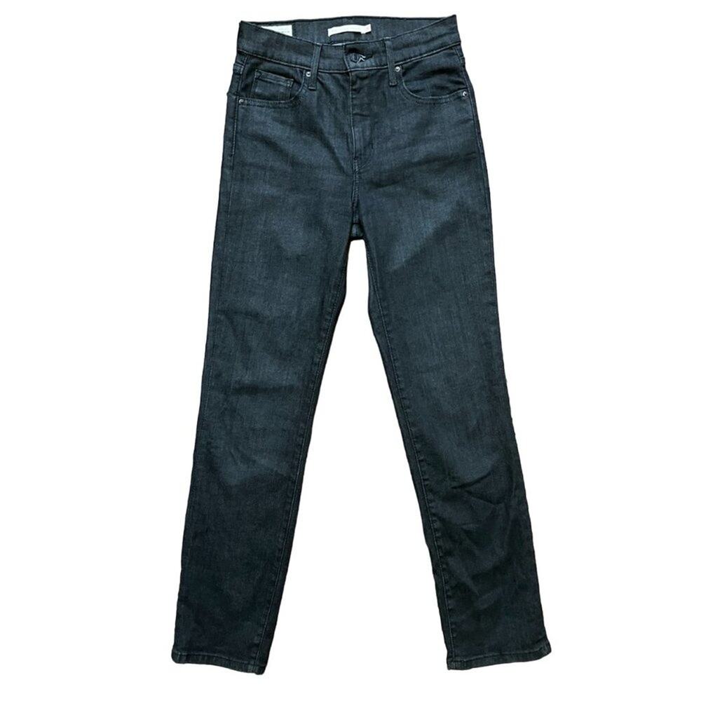 LEVI'S Premium 724 High Rise Straight Hypersoft Jeans in Washed Black SZ 26